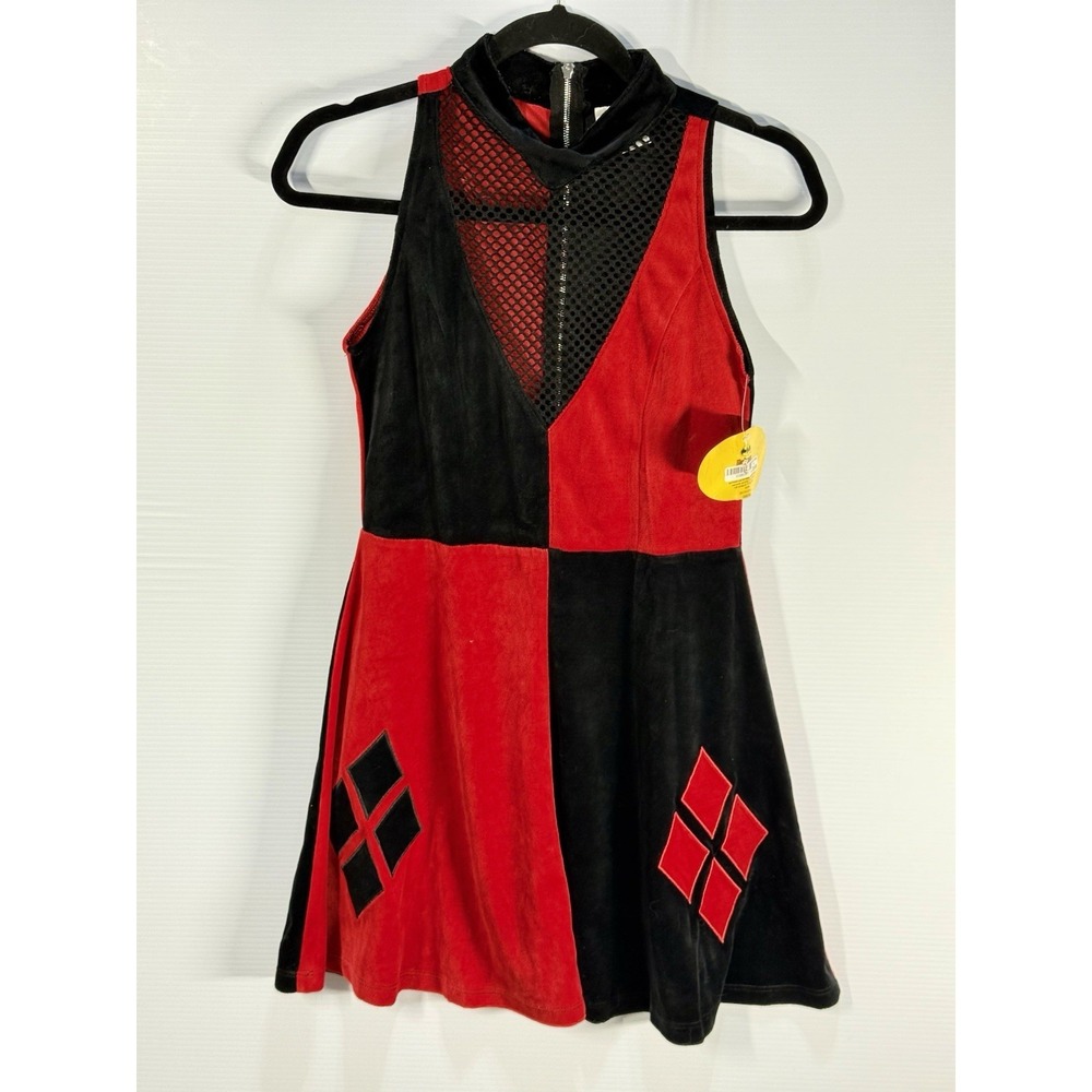 NWT New DC Comics Batman Harley Quinn Costume Dress Size Small Black Red Velvet